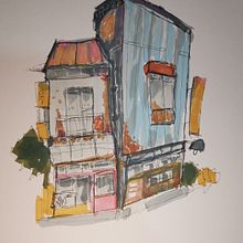 Mi proyecto del curso: Dibujo arquitectónico expresivo con marcadores de colores. Un proyecto de Bocetado, Dibujo, Ilustración arquitectónica, Sketchbook e Ilustración con tinta de Debora Herrera - 18.12.2022