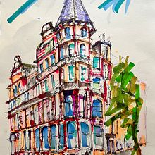 Quebec Hotel Leeds: Expressive Architectural Sketching with Colored Markers . Traditional illustration, Fine Arts, Sketching, Sketchbook, and Architecture project by Max Robertson - 12.25.2022