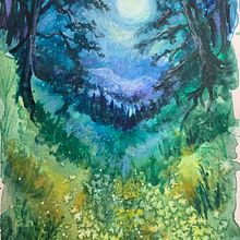 My project for course: Fantasy Landscapes with Watercolor & Gouache. Projekt z dziedziny  Sztuki piękne,  Malarstwo, Malowanie akwarelą, Ilustracja naturalist, czna i Malowanie gwaszami użytkownika kimlarson_hatmaker - 25.12.2022