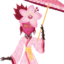 Personaje Sakami 🌸. Traditional illustration, and Design project by Diana Córdova - 10.04.2022