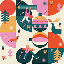 Postal navideña - A little too much os desea una feliz navidad :)!. Traditional illustration, Design, Advertising, and Motion Graphics project by A little too much Studio - 12.23.2022
