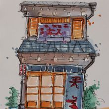 My project for course: Expressive Architectural Sketching with Colored Markers. Projekt z dziedziny Sketching,  R, sunek,  R, sunek architektoniczn, Sketchbook,  R i sunek atramentem użytkownika Magali Raffestin - 27.12.2022