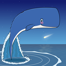 Jolly Whale. Traditional illustration, and Design project by antonvdk - 12.27.2022