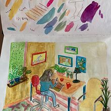Mon projet du cours : Carnet de croquis pour explorer votre style de dessin. Projekt z dziedziny Trad, c, jna ilustracja, Sketching, Kreat, wność,  R, sunek, Malowanie akwarelą, Sketchbook i Malowanie gwaszami użytkownika Virginie Beaudoin - 29.12.2022