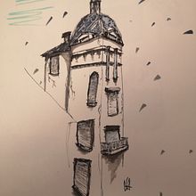 Mon projet du cours : Esquisses d'architecture expressives aux feutres de couleur. Sketching, Drawing, Architectural Illustration, Sketchbook & Ink Illustration project by john_solarpunk - 12.30.2022