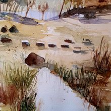 Mein Abschlussprojekt für den Kurs: Natürliche Aquarelllandschaften. Projekt z dziedziny  Sztuki piękne,  Malarstwo i Malowanie akwarelą użytkownika Susanne Lerjen - 30.12.2022