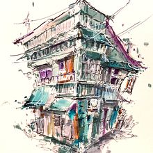 My project for course: Expressive Architectural Sketching with Colored Markers. Projekt z dziedziny Sketching,  R, sunek,  R, sunek architektoniczn, Sketchbook,  R i sunek atramentem użytkownika bettina_stokhammer - 02.01.2023