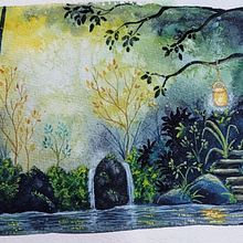 Meu projeto do curso: Pintura de paisagens fantásticas com aquarela e guache Ein Projekt aus dem Bereich Bildende Künste, Malerei, Aquarellmalerei, Naturalistische Illustration und Gouachemalerei von Patrícia Gonsalves - 02.01.2023