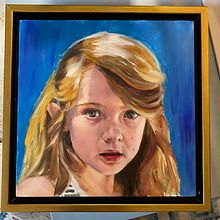 Portrait of a girl, water mixable oil on wood panel, 8 x8” . % Winona Wong tarafından hazırlanan Yağlıbo, a Resim, Ve Tablo projesi - 12.18.2022
