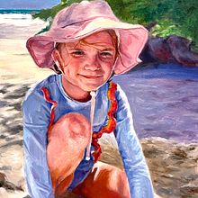 Oil portrait of a girl on the beach, 11 x 14”. Pintura a óleo, e Pintura projeto de Winona Wong - 01.01.2023