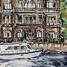 My project for course: Illustrating Charming Scenes with Watercolor and Ink. Projekt z dziedziny  Malarstwo, Sketching, Malowanie akwarelą,  R, sunek architektoniczn,  R i sunek atramentem użytkownika Gül Günizi - 03.01.2023