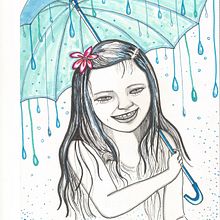 Carol in the rain. Un progetto di Illustrazione tradizionale, Creatività, Disegno, Disegno di ritratti, Disegno artistico e Illustrazione infantile di Nieves Ferragut - 03.01.2023