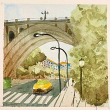 Mi proyecto del curso: Paisajes urbanos en acuarela. Fine Arts, Watercolor Painting, and Architectural Illustration project by Jesús Alberto - 01.03.2023