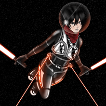 Space Mikasa Ackerman from Shingeki no Kyojin (fanart). Traditional illustration, Digital Illustration, and Character Design project by Rodrigo Valle Del Aguila - 09.25.2021
