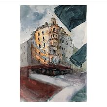 My project for course: Architectural Sketching with Watercolor and Ink. Projekt z dziedziny Sketching,  R, sunek, Malowanie akwarelą,  R, sunek architektoniczn, Sketchbook,  R i sunek atramentem użytkownika Mimi Ladva - 31.12.2022