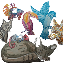My final course project: experimental watercolour techniques. Traditional illustration, Fine Arts, Watercolor Painting, and Naturalistic Illustration project by stefan - 01.04.2023
