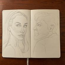 My project for course: Graphite Line Drawing for Portrait Sketchbooking. Projekt z dziedziny Sketching,  R, sunek, Portret i Sketchbook użytkownika David Walk - 05.01.2023