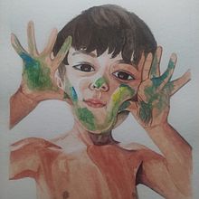 Retrato de mi sobrino. Traditional illustration, Watercolor Painting, and Portrait Drawing project by carolina.aubery - 01.05.2023