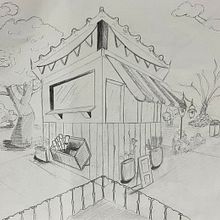 D.A: examen de perspectiva quiosco.. Een project van  Tekening van Carla Villamana - 07.01.2023