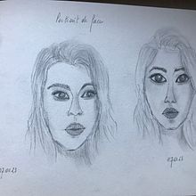 Dessins de portrait de profil,  3/4 et de face - les yeux sont toujours disproportionnés. Ilustração tradicional projeto de nive57 - 08.01.2023