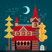 Spooky house. Projekt z dziedziny Design, Trad, c, jna ilustracja, Projektowanie graficzne, Grafika wektorowa,  R, sunek,  Projektowanie plakatów, Ilustracja c, frowa, Instagram, Projektowanie c, frowe, R, sunek c, frow, Ilustracja w i dawnicza użytkownika Aronne Nembrini - 09.01.2023