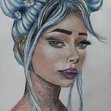 Mon projet du cours : Dessin de portraits expressifs aux crayons de couleur . Drawing, Portrait Drawing, Sketchbook, and Colored Pencil Drawing project by Catherine Grenouillat - 01.12.2023