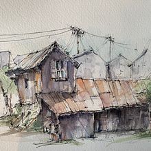 My project for course: Expressive Architectural Sketching with Colored Markers. Sketching, Drawing, Architectural Illustration, Sketchbook & Ink Illustration project by kmborzage - 01.09.2023
