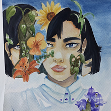 Mi proyecto del curso: Retrato con naturaleza en acuarela. Een project van Schilderij, Aquarelschilderen y  Portrettekening van eliana_lop - 08.01.2023