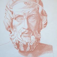 Dibujos a mano en grafito y sanguina - Escuela de dibujo y pintura Luisa Pallarés (Madrid). Un proyecto de Dibujo a lápiz, Dibujo de Retrato, Dibujo con lápices de colores, Diseño e Ilustración tradicional de Anabel Ranz Zahonero - 13.01.2023
