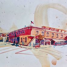 Mi proyecto del curso: Urban sketching contemporáneo con técnicas mixtas. Traditional illustration, Painting, Architectural Illustration & Ink Illustration project by Karla H. Poblete - 01.14.2023