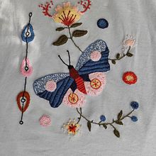 My project for course: Hand Embroidery for Clothing: Stitch a Collage Design. Embroider, Upc, cling, and Textile Design project by Ingrid Fürhacker - 01.14.2023