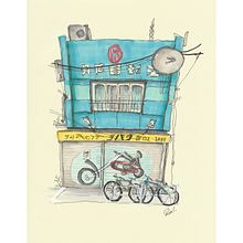 Cycle shop. Traditional illustration, Sketching, Street Art, and Sketchbook project by rule69 - 01.14.2023