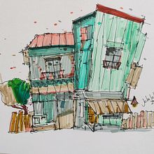 Meu projeto do curso: Desenho arquitetônico expressivo com marcadores coloridos. Sketching, Drawing, Architectural Illustration, Sketchbook & Ink Illustration project by Joacir Marques de Oliveira Júnior - 01.15.2023