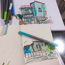 Meu projeto do curso: Desenho arquitetônico expressivo com marcadores coloridos. Sketching, Drawing, Architectural Illustration, Sketchbook & Ink Illustration project by Joacir Marques de Oliveira Júnior - 01.16.2023