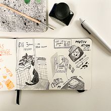 Mein Abschlussprojekt für den Kurs: Illustriertes Tagebuch: Tägliche bewusste Übung. Un proyecto de Bellas Artes, Bocetado, Creatividad, Dibujo y Sketchbook de Sophie Rauch - 16.01.2023