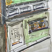 Dibujo arquitectónico expresivo con marcadores de colores. Sketching, Drawing, Architectural Illustration, Sketchbook & Ink Illustration project by Guillermo P. V. - 01.17.2023
