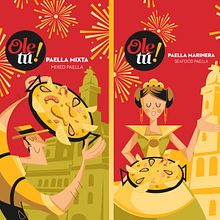  Etiquetas Paellas Mixta y Marinera " Ole Tu". Un proyecto de Diseño, Ilustración tradicional, Packaging, Diseño de producto, Diseño digital e Ilustración vectorial de Jesús Briosso - 17.01.2023