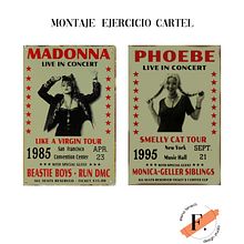 Fotomontaje Madonna vs Phoebe Buffay. Un proyecto de Publicidad, Música, Fotografía, Diseño, Eventos, Diseño gráfico, Televisión, Infografía, Retoque fotográfico, Fotografía publicitaria, Composición fotográfica, Teoría del color y Pintura decorativa de Elena Fenech - 18.01.2023