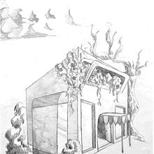 DA- Examen quiosco doble perspectiva. Een project van Tekening met potlood van Rosa Pulgarín - 19.01.2023
