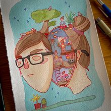 Project in "Surreal Illustration with Watercolor and Ink". Projekt z dziedziny Trad, c, jna ilustracja,  Sztuki piękne,  Malarstwo,  R, sunek i Malowanie akwarelą użytkownika Sandra - 21.12.2022