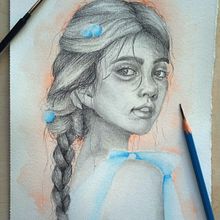 Retrato a Lápiz con Acuarelas. Portrait Drawing, Realistic Drawing, Watercolor Painting, and Pencil Drawing project by Ainhoa Venegas - 01.21.2023
