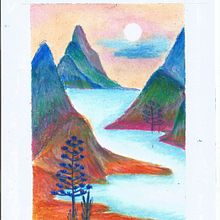My project for course: Landscapes with Oil Pastels and Crayons: Playing with Light. Een project van Traditionele illustratie,  Beeldende kunst, Tekening met potlood,  Tekening y  Artistieke tekening van Duygu Sensoz - 22.01.2023