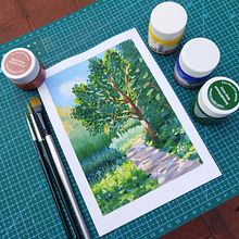 My project for course: Landscape Painting with Gouache for Beginners. Un proyecto de Bellas Artes, Pintura, Ilustración naturalista				 y Pintura gouache de Tamás Nagy - 23.01.2023