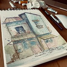 My project for course: Expressive Architectural Sketching with Colored Markers. Projekt z dziedziny Sketching,  R, sunek,  R, sunek architektoniczn, Sketchbook,  R i sunek atramentem użytkownika sfqzfw6rw7 - 23.01.2023