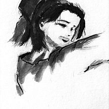 Smiling Eyes | Mindful Painting with India Ink . Traditional illustration, Fine Arts, Painting, Pencil Drawing, Portrait Drawing, Artistic Drawing & Ink Illustration project by Zuhar Aljundi - 01.24.2023