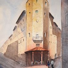 My project for course: Architectural Sketching with Watercolor and Sepia Fineliner. Projekt z dziedziny Sketching,  R, sunek, Malowanie akwarelą,  R, sunek architektoniczn, Sketchbook,  R i sunek atramentem użytkownika GRAZIA GIANNELLI - 24.01.2023