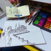 Mezquita a todo color. Un progetto di Illustrazione tradizionale, Bozzetti, Creatività, Disegno, Pittura ad acquerello e Sketchbook di Marisela Merino Corona - 25.01.2023