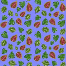 Botánica tropical. Ilustração tradicional, Pattern Design, Pintura em aquarela e Ilustração botânica projeto de Marisela Merino Corona - 10.06.2021