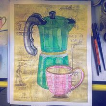 El cafecito. Ilustração tradicional, Desenho, Pintura em aquarela e Ilustração editorial projeto de Marisela Merino Corona - 19.04.2022