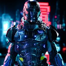 SOLDIER CYBER BY Oscar creativo. Een project van 3D,  3D-modellering,  Ontwerp, Traditionele illustratie,  Reclame, Motion Graphics, Animatie, Digitale illustratie, Digitaal ontwerp,  Digitaal schilderij, 3D-animatie y Rigging van Oscar Creativo - 25.01.2023